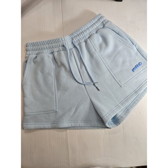 Wilo The Label Pants - Wilo The Label Logo Fleece Jog Shorts Womens Small Blue Pockets Loungewear NWT